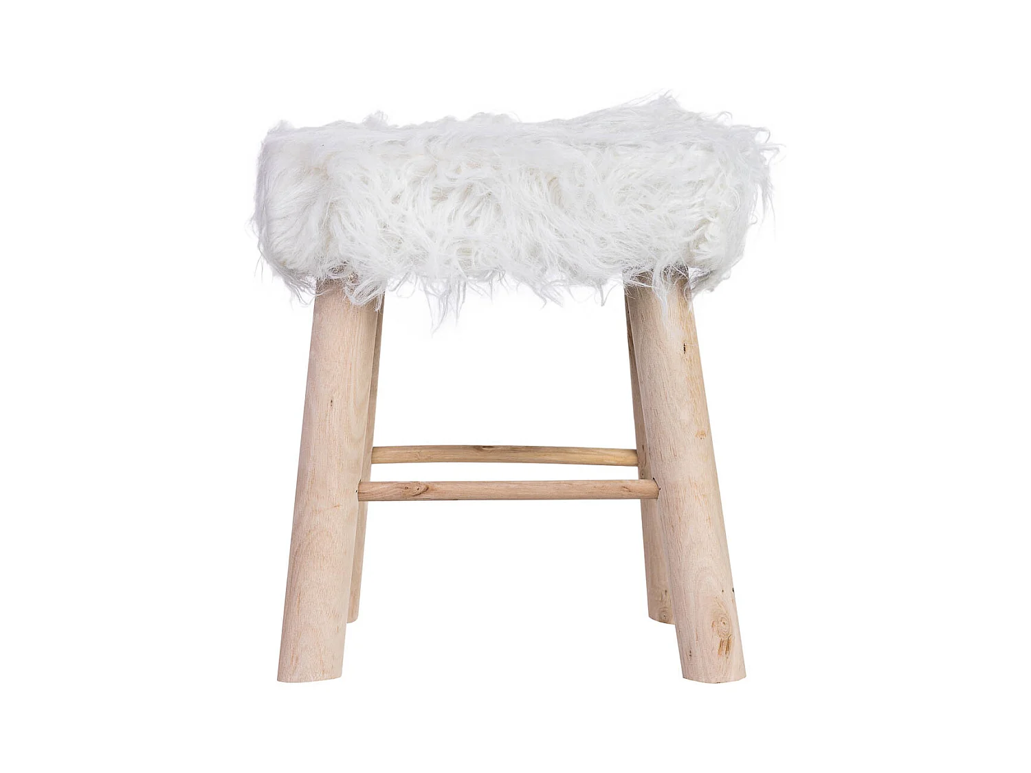 Sgabello in legno rivestito in tessuto bianco 37x26x43h cm