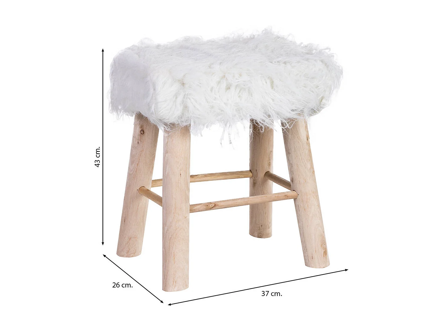 Banco em madeira revestido a tecido branco 37x26x43h cm