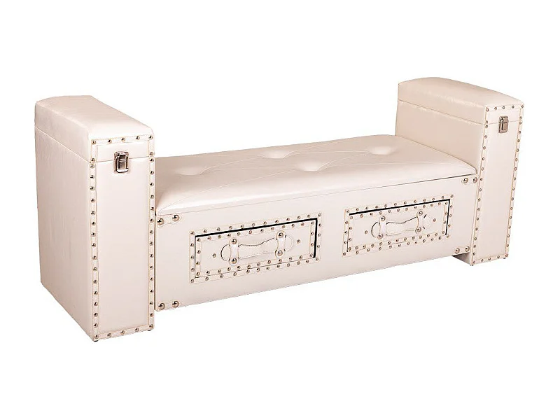 Holzhocker mit Stoffbezug, 37x26x43H cm, weiß