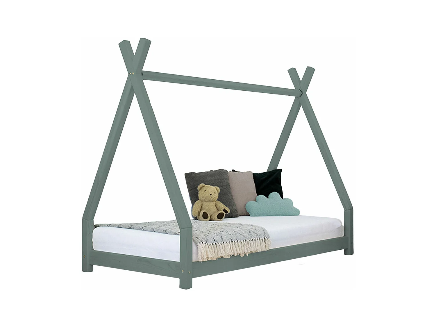 Lit tipi enfant NAKANA 80 x 180 vert sauge