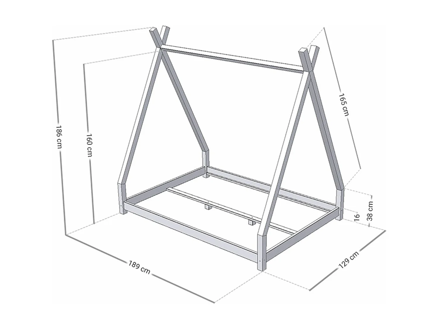Lit tipi enfant NAKANA 120 x 180 vert pétrole