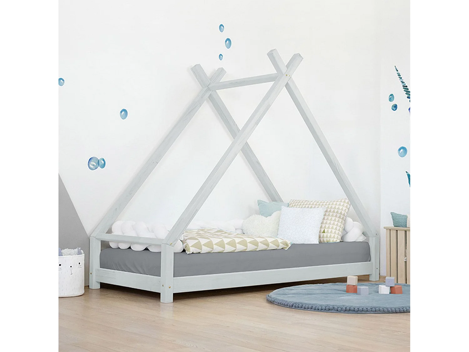 Lit tipi enfant TAHUKA 80 x 180 gris clair