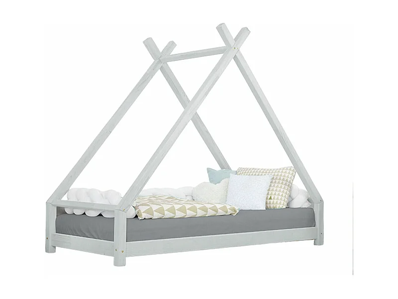 Lit tipi enfant TAHUKA 80 x 180 gris clair