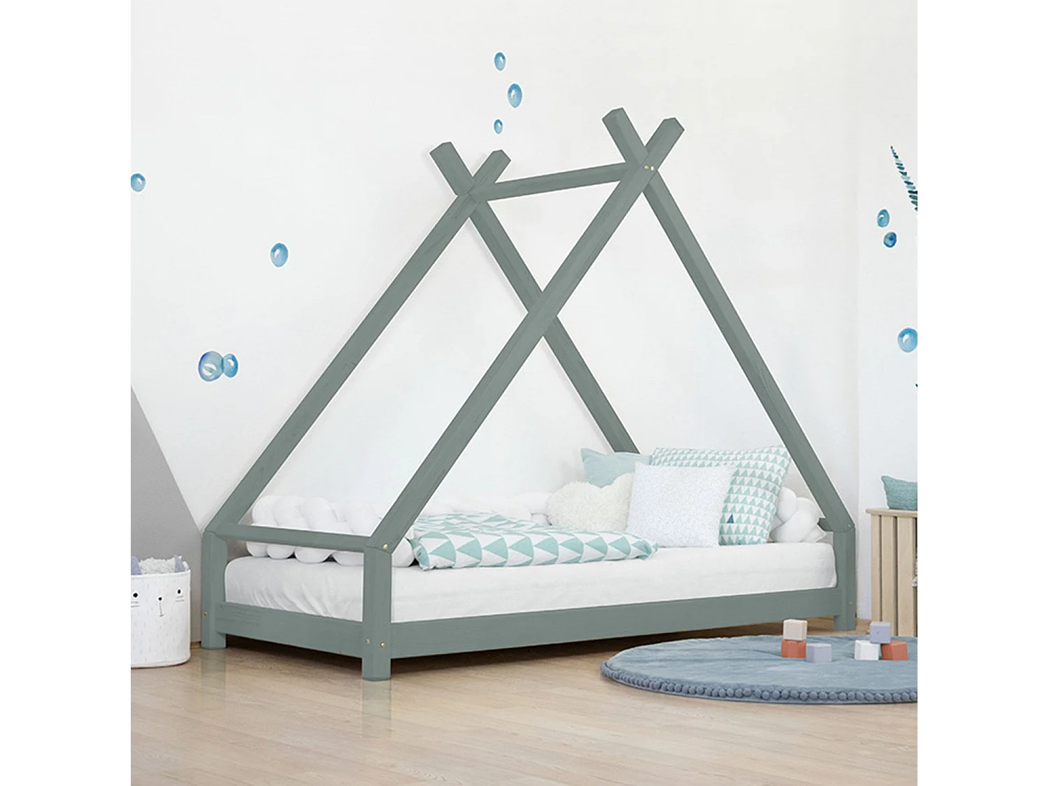 Lit tipi enfant TAHUKA 120 x 180 vert sauge