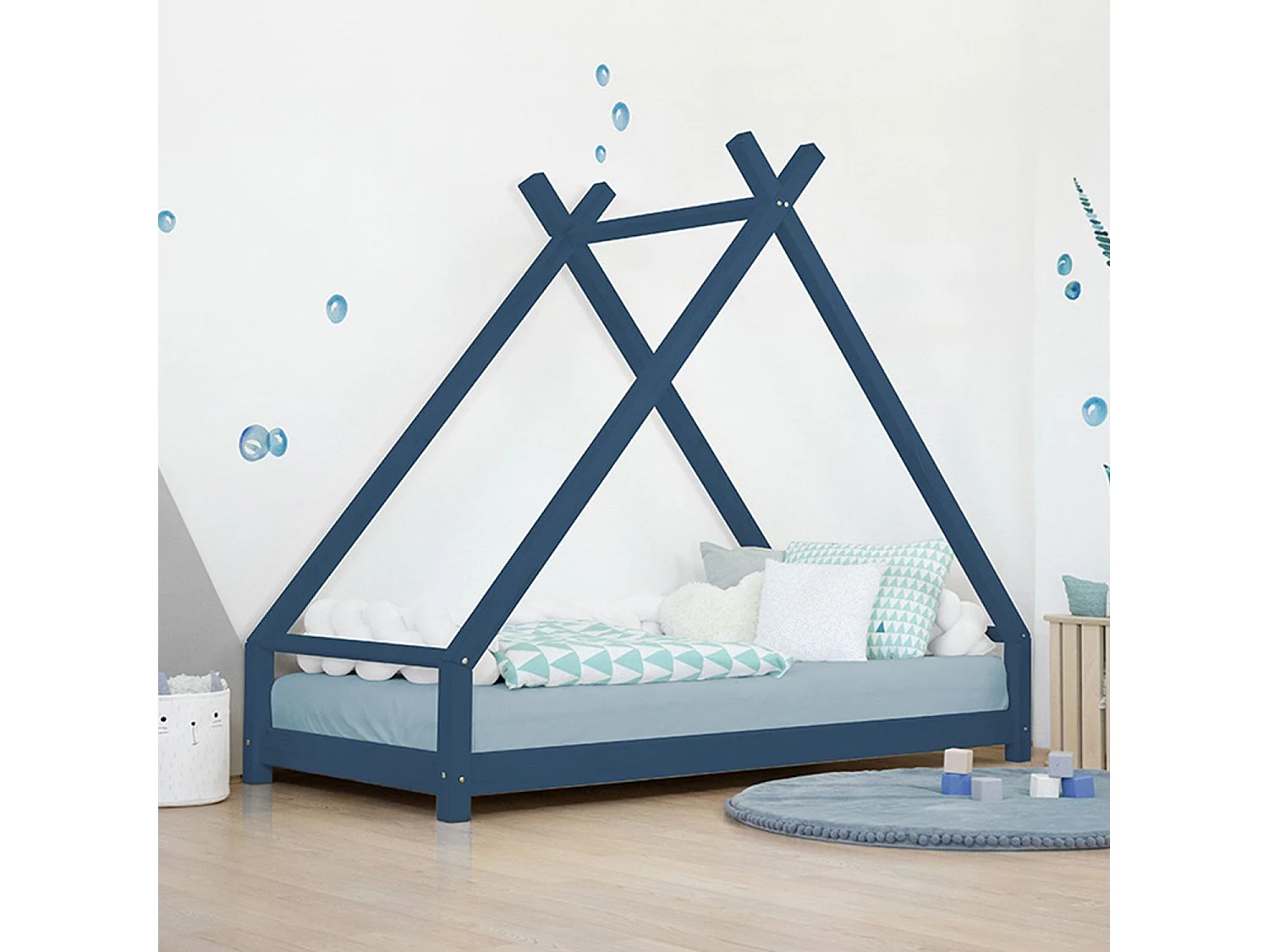 Lit tipi enfant TAHUKA 80 x 160 bleu marine
