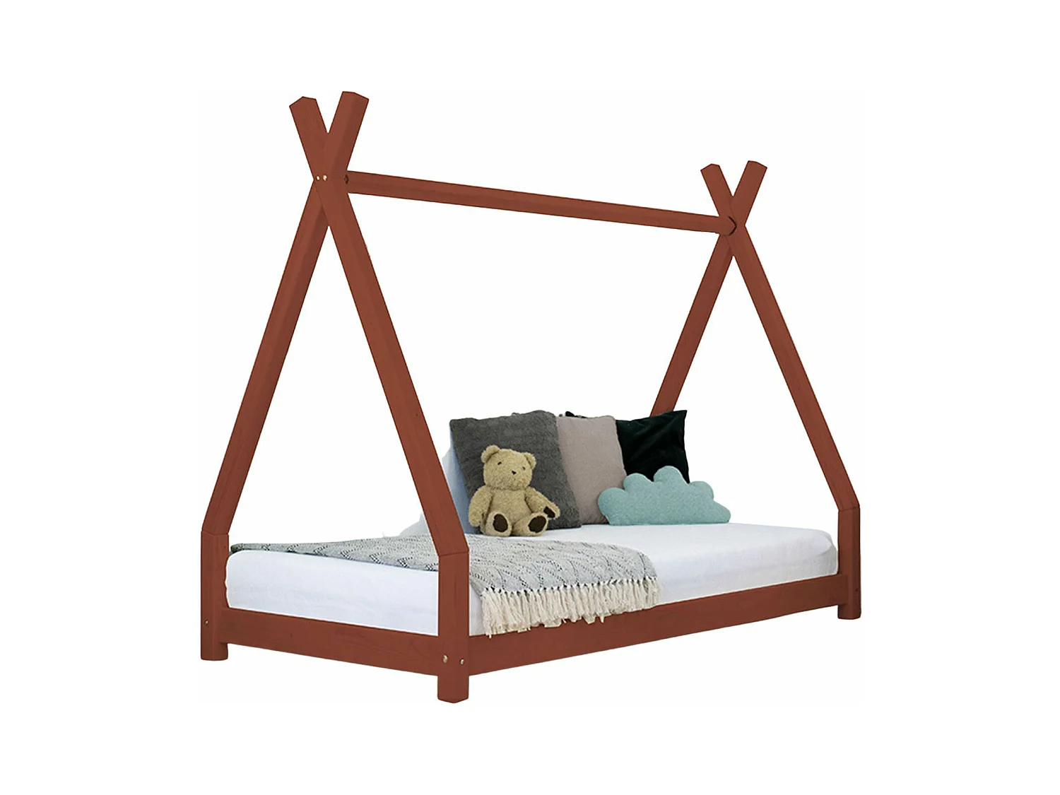 Lit tipi enfant NAKANA 90 x 190 rouge brique