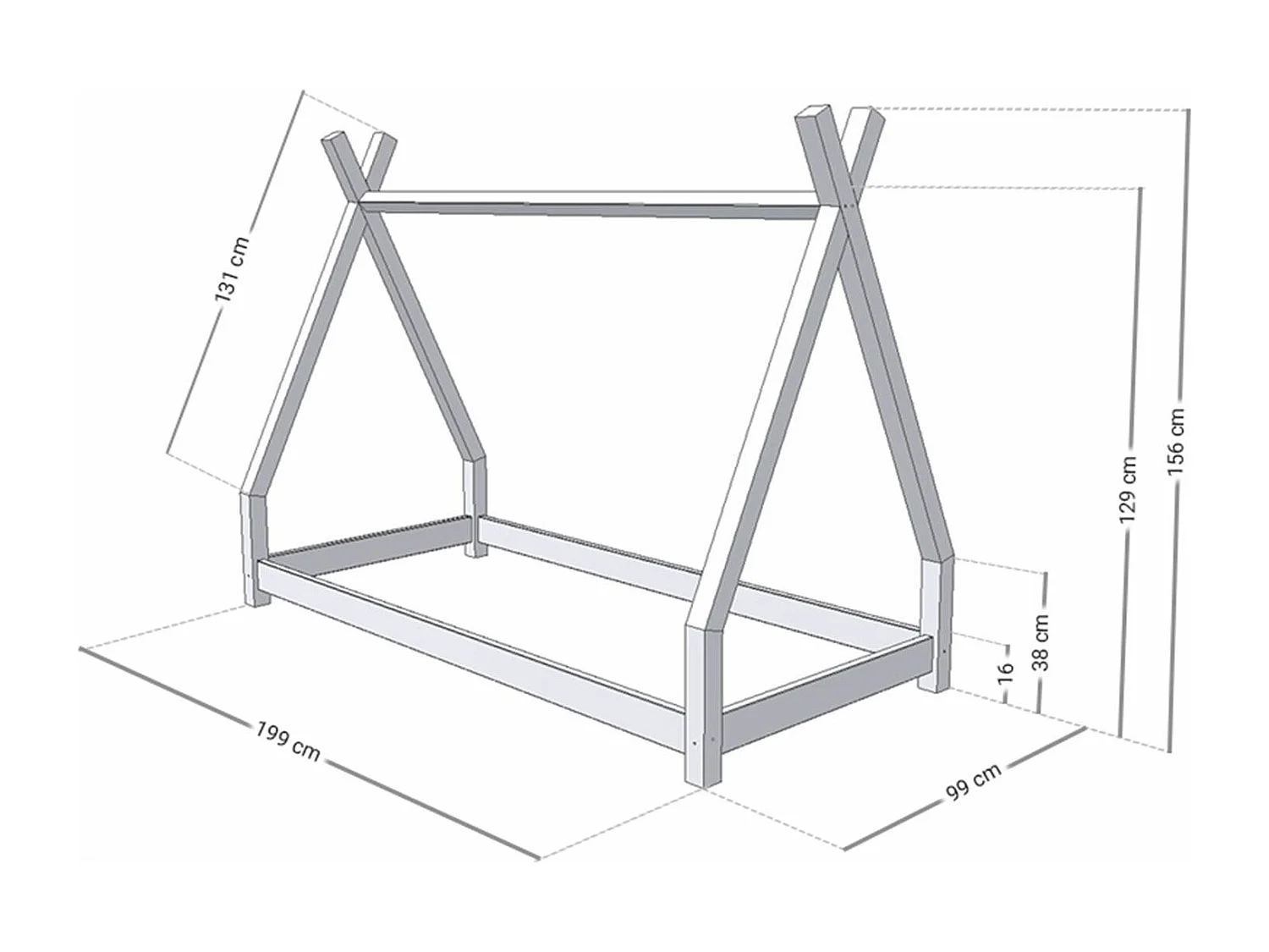 NAKANA kindertipi bed 90 x 190 baksteenrood