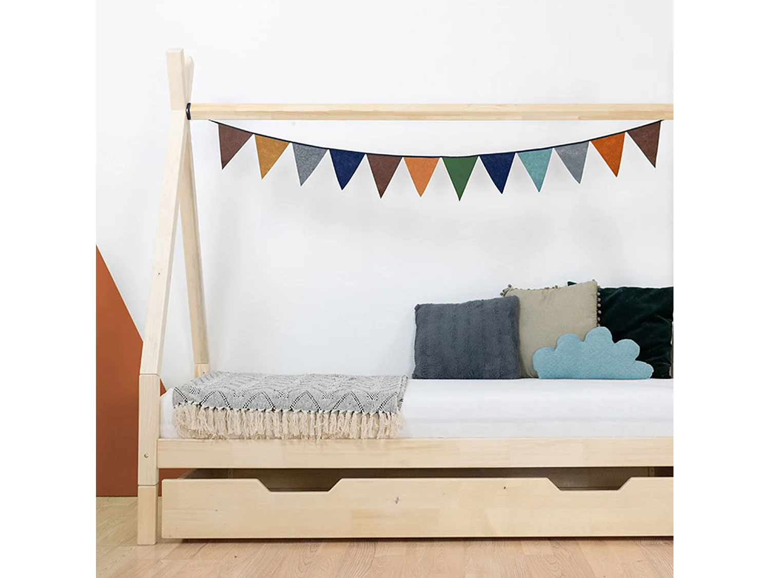 Lit tipi enfant NAKANA 90 x 200 vert pétrole