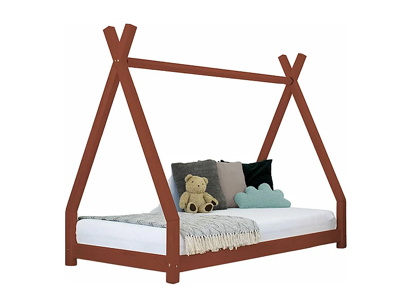 Lit tipi enfant NAKANA 90 x 160 rouge brique