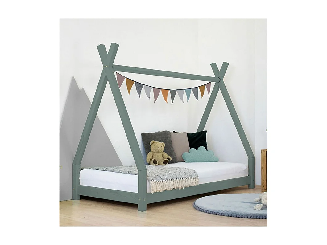 Lit tipi enfant NAKANA 140 x 200 vert sauge