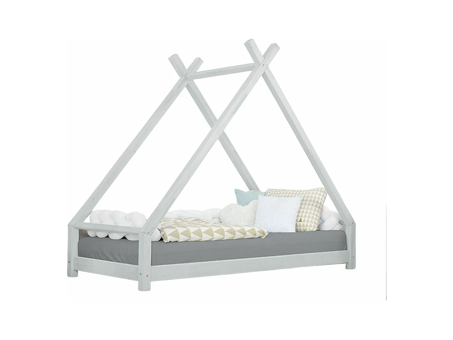 Lit tipi enfant TAHUKA 90 x 190 gris clair