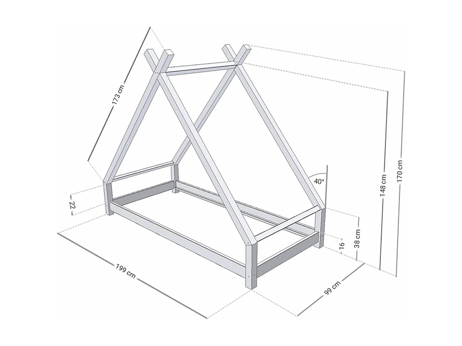TAHUKA kinder tipi bed 90 x 190 lichtgroen