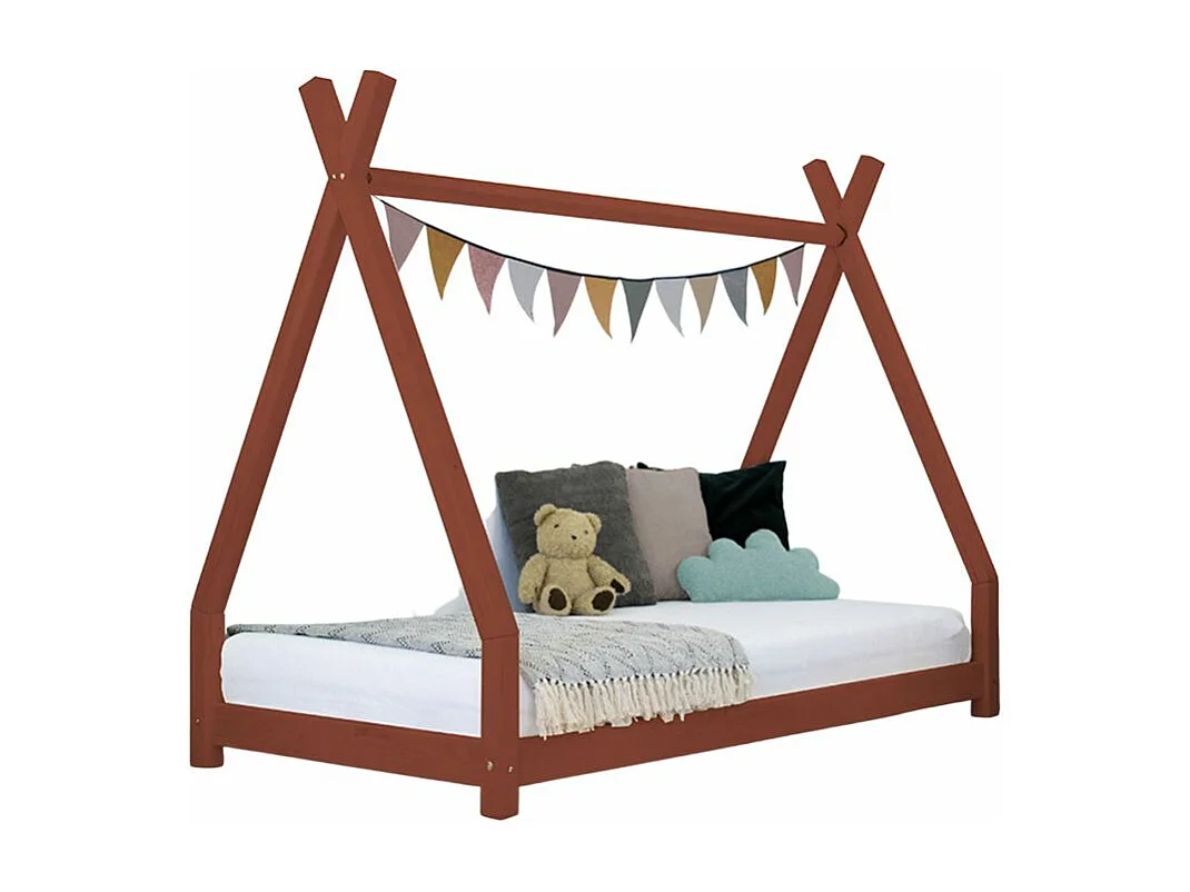 Lit tipi enfant NAKANA 90 x 180 rouge brique