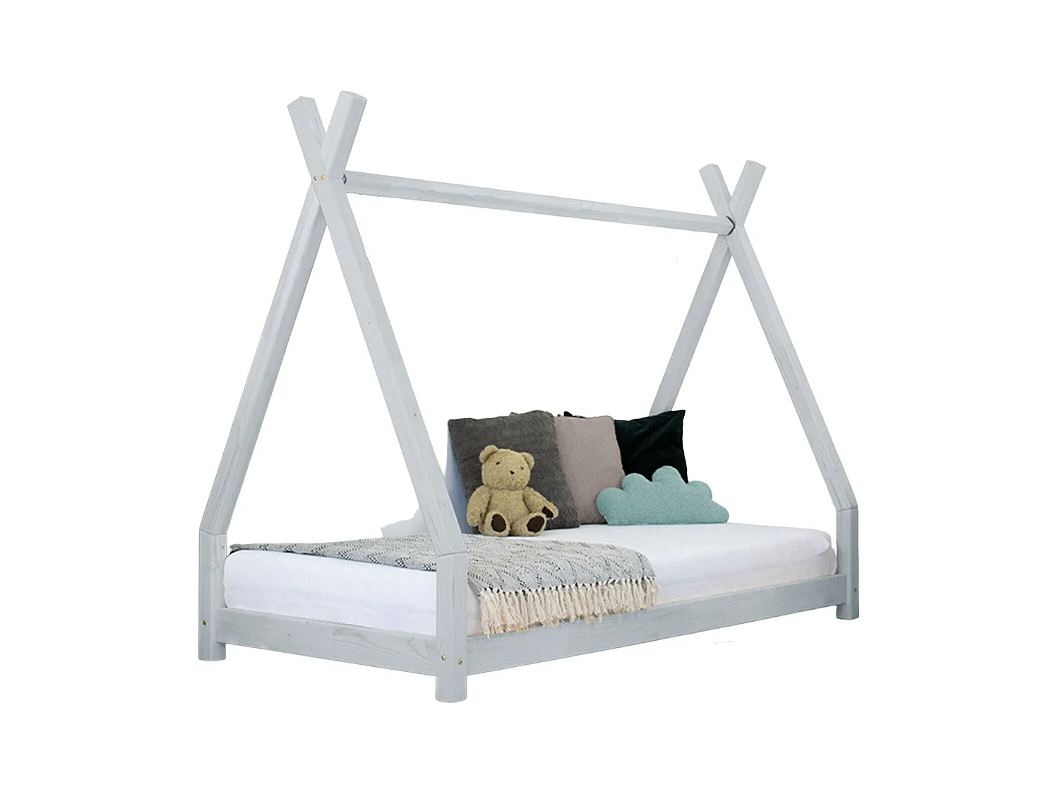 Lit tipi enfant NAKANA 90 x 180 gris clair