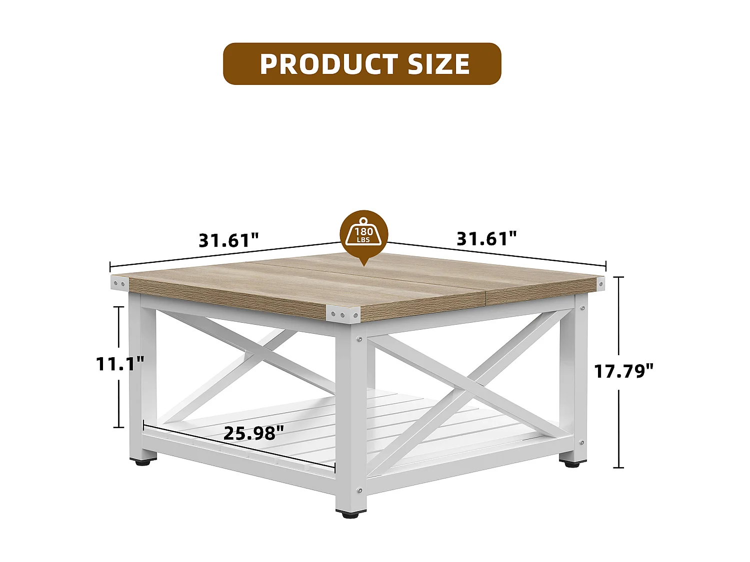 YITAHOME Table Basse pour le salon - Carrée - avec rangement - Lavé Gris - pour le Salon avec Étagère