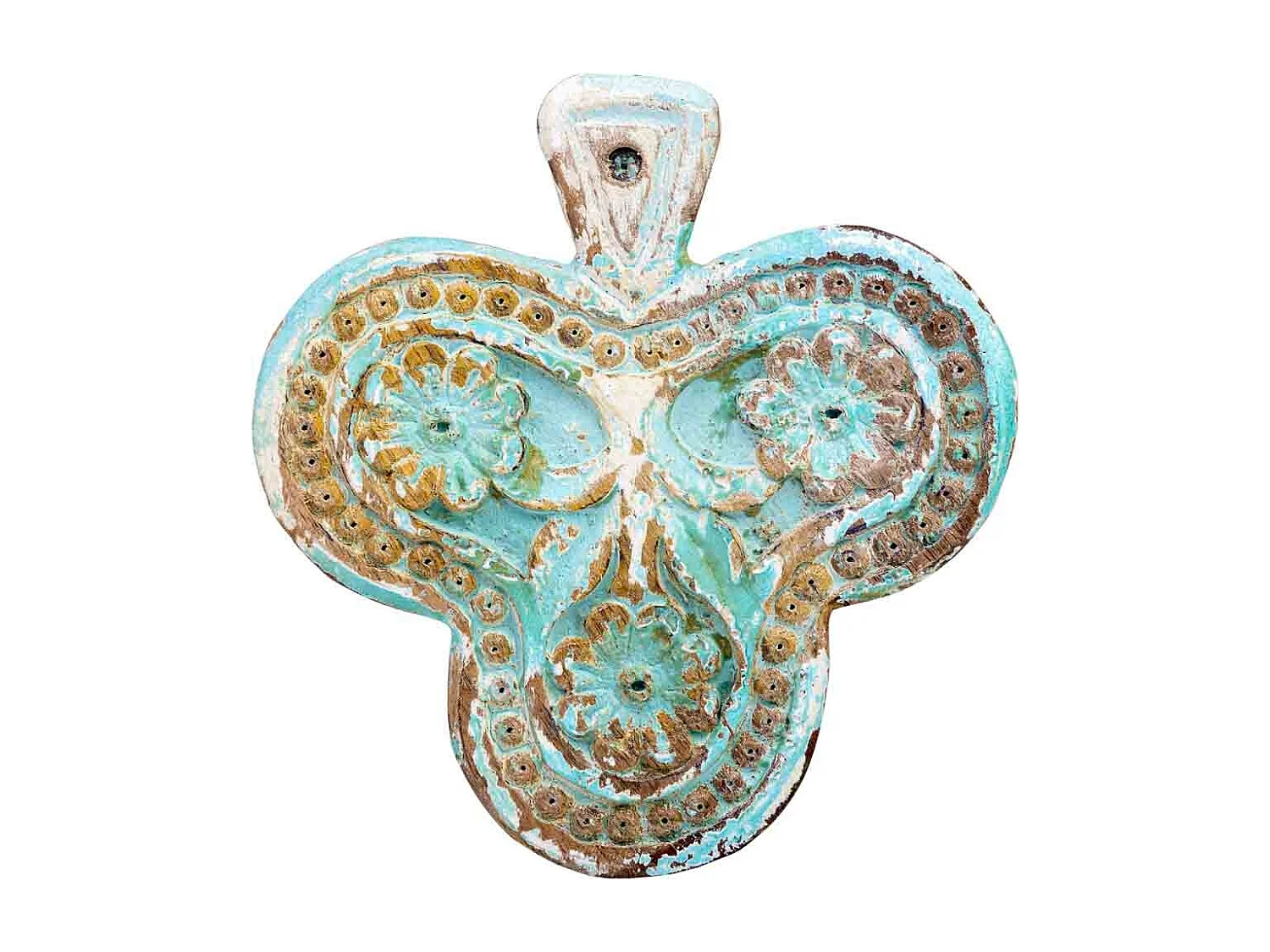 Caixa de madeira entalhada com acabamento branco antigo 17,5x17x5h cm