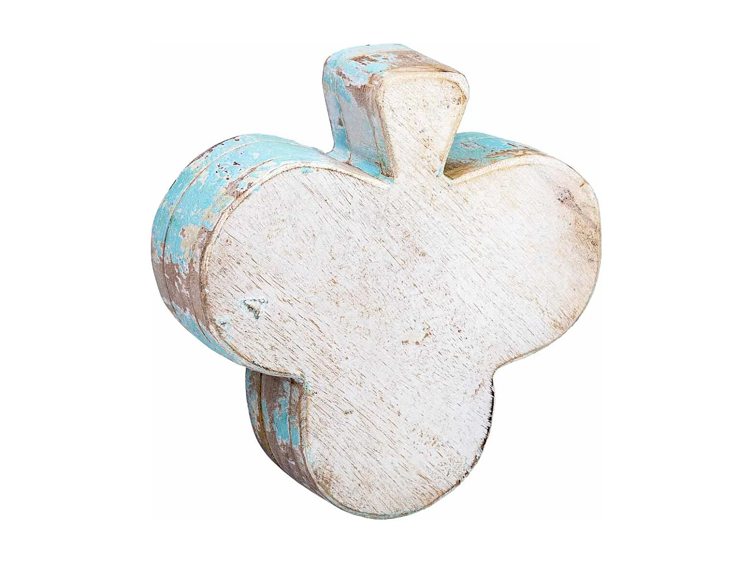 Geschnitzte Holzkiste mit antikem weißem Finish 17,5 x 17 x 5 cm