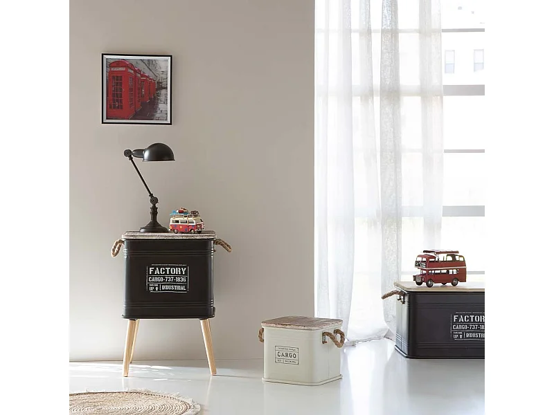 Caja cuadrada de metal impreso blanca 27x27x24,5h cm