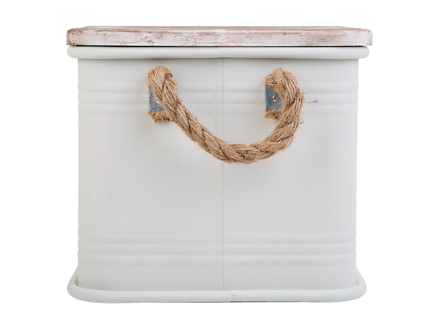 Boîte carrée en métal imprimé blanc 27x27x24,5h cm