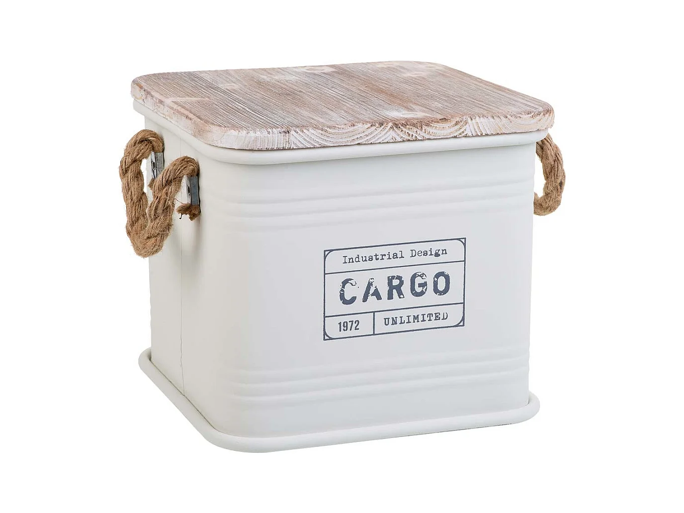 Caja cuadrada de metal impreso blanca 27x27x24,5h cm