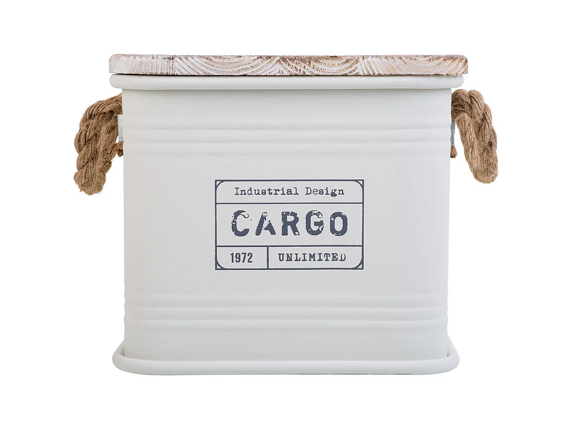 Caja cuadrada de metal impreso blanca 27x27x24,5h cm