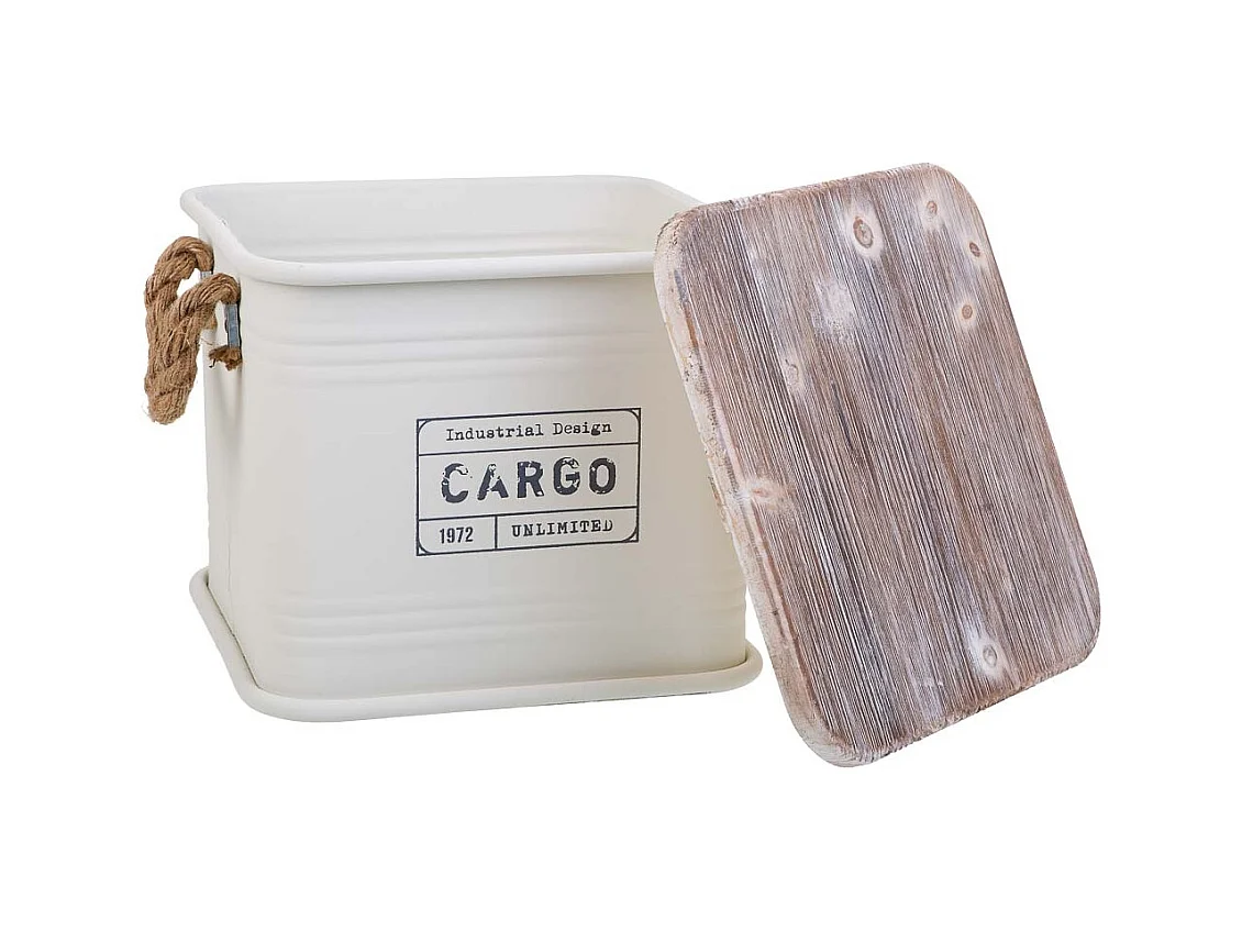 Caja cuadrada de metal impreso blanca 27x27x24,5h cm