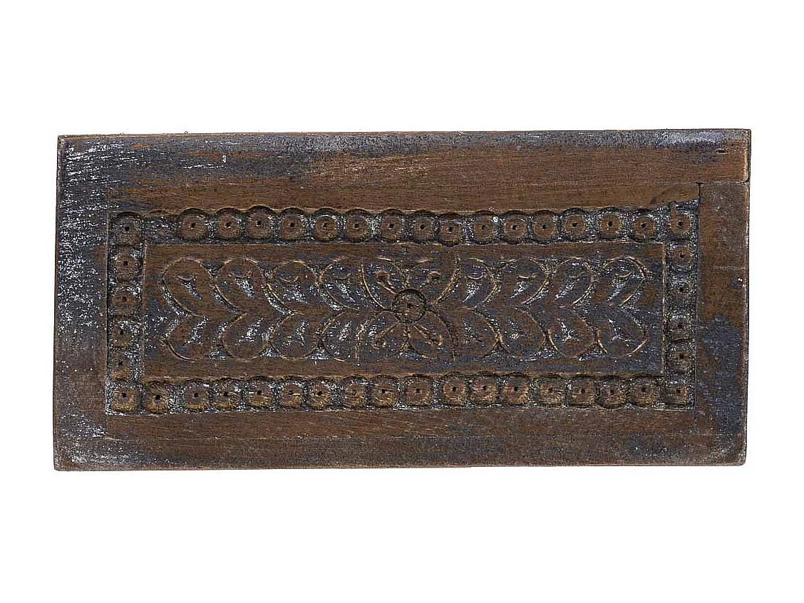 Caixa de madeira com acabamento artesanal castanho antigo 29x20x09h cm