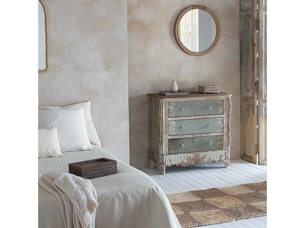 Coffret en bois avec finition artisanale marron antique 29x20x09h cm