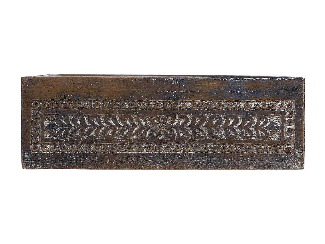 Coffret en bois avec finition artisanale marron antique 29x20x09h cm