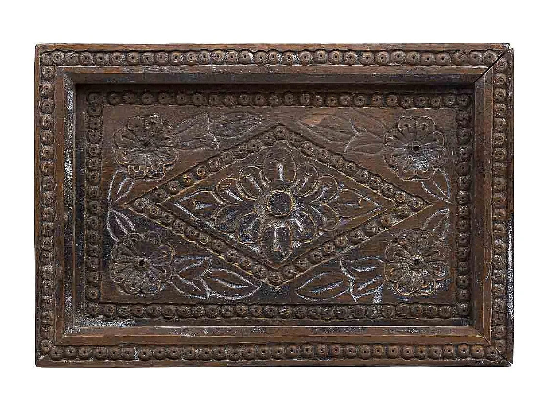 Coffret en bois avec finition artisanale marron antique 29x20x09h cm