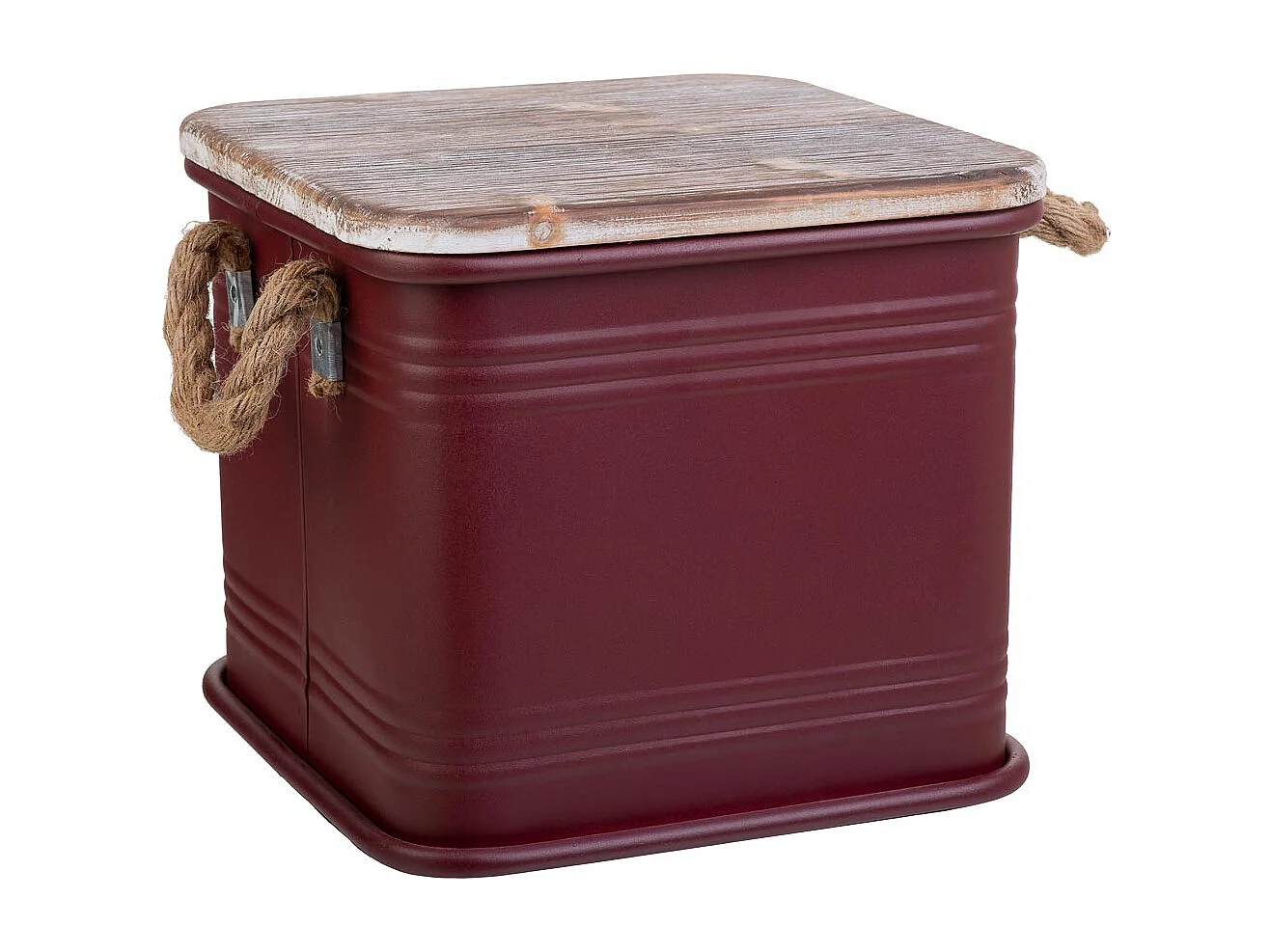 Caixa quadrada de metal estampada vermelha 27x27x24,5h cm