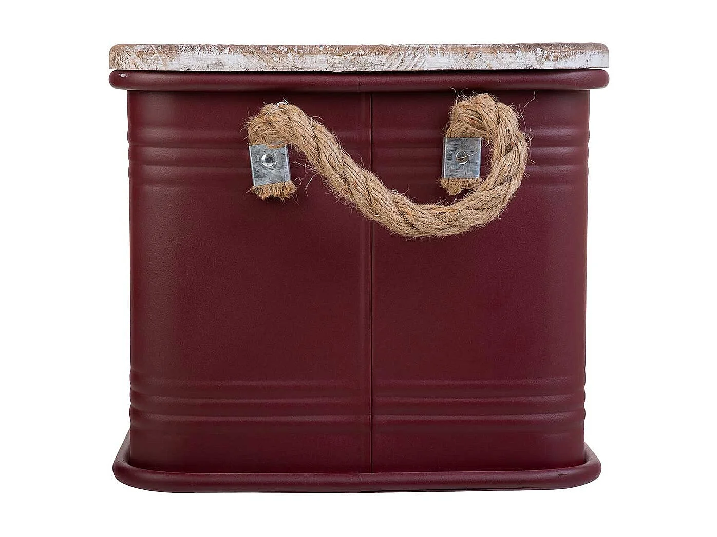 Caixa quadrada de metal estampada vermelha 27x27x24,5h cm