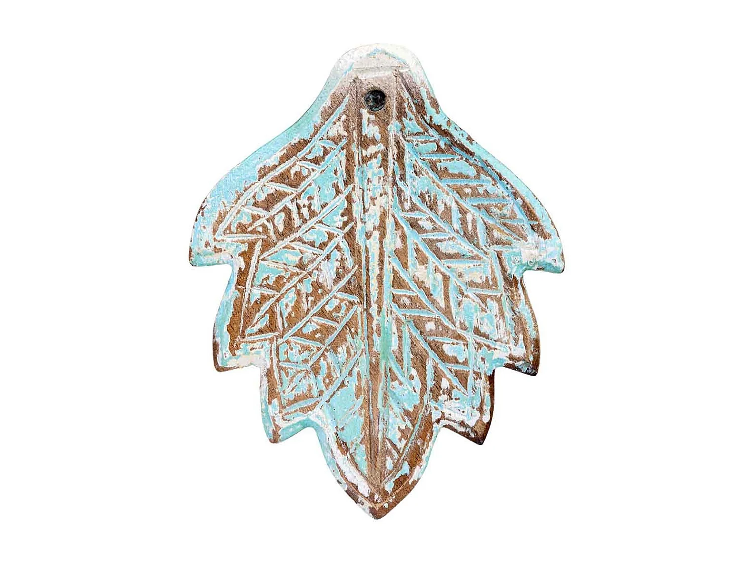 Caixa de madeira entalhada com acabamento artesanal azul antigo 17x13,5x5h cm