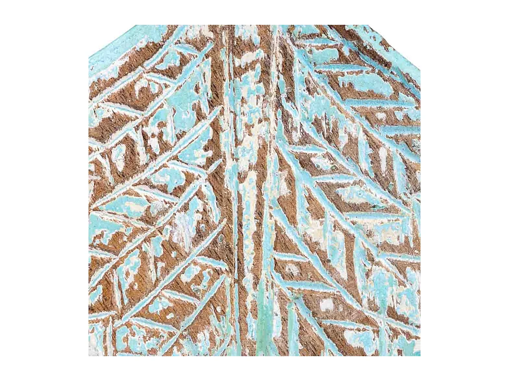 Caixa de madeira entalhada com acabamento artesanal azul antigo 17x13,5x5h cm