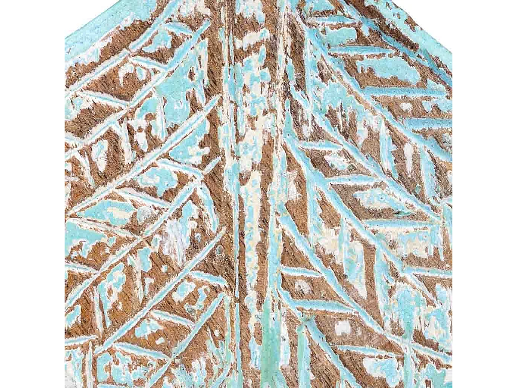 Caja de madera tallada acabado artesanal envejecido azul 17x13.5x5h cm