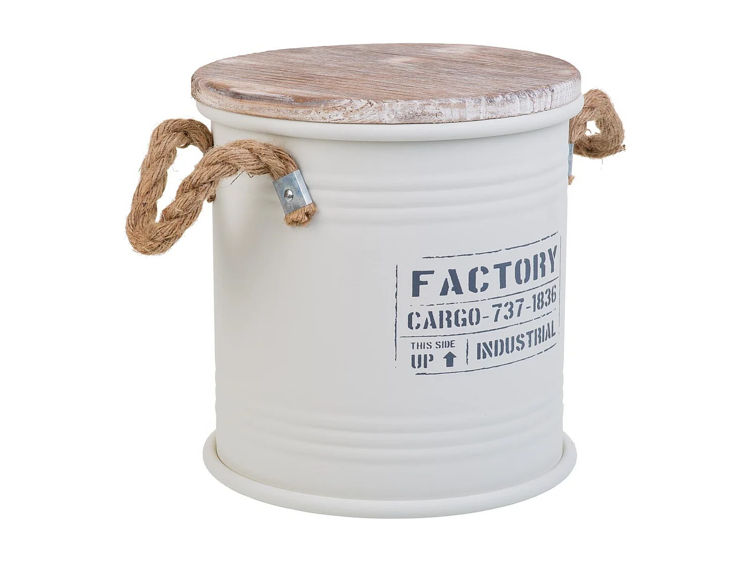 Panier à linge en métal imprimé blanc 35x37h cm