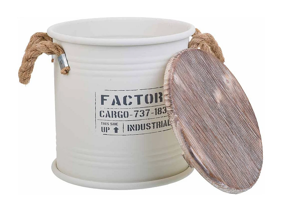 Panier à linge en métal imprimé blanc 35x37h cm