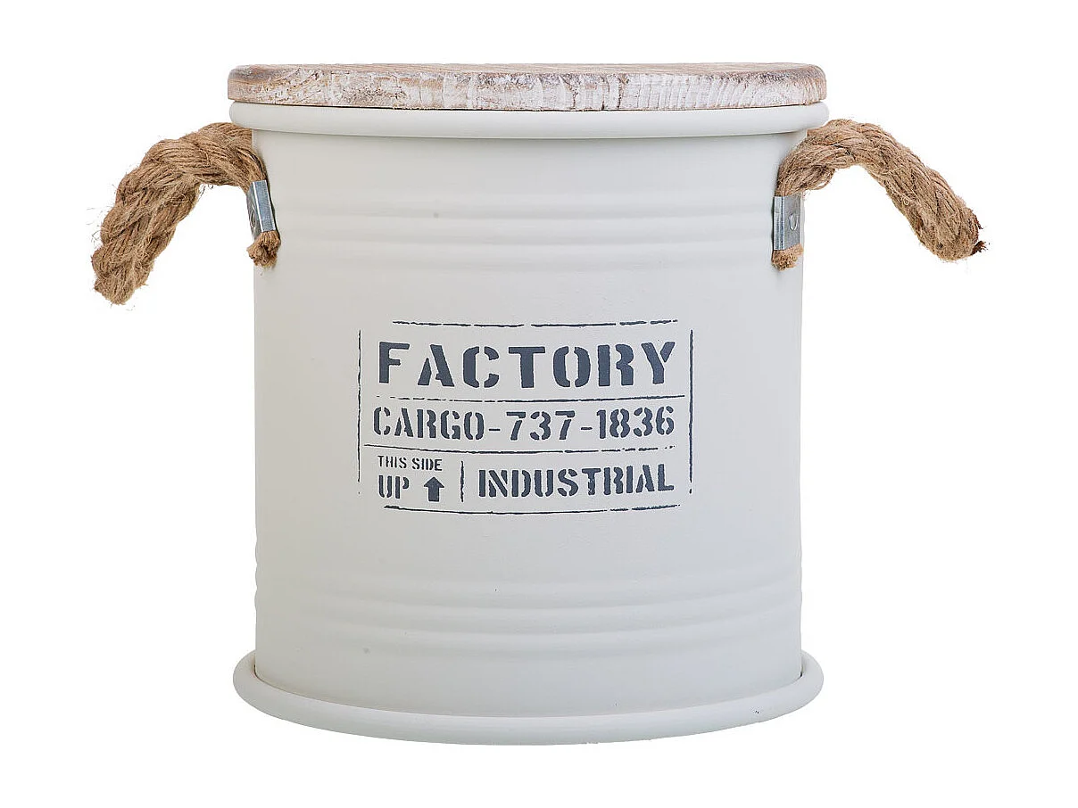 Cesto de ropa de metal impreso blanco 35x37h cm