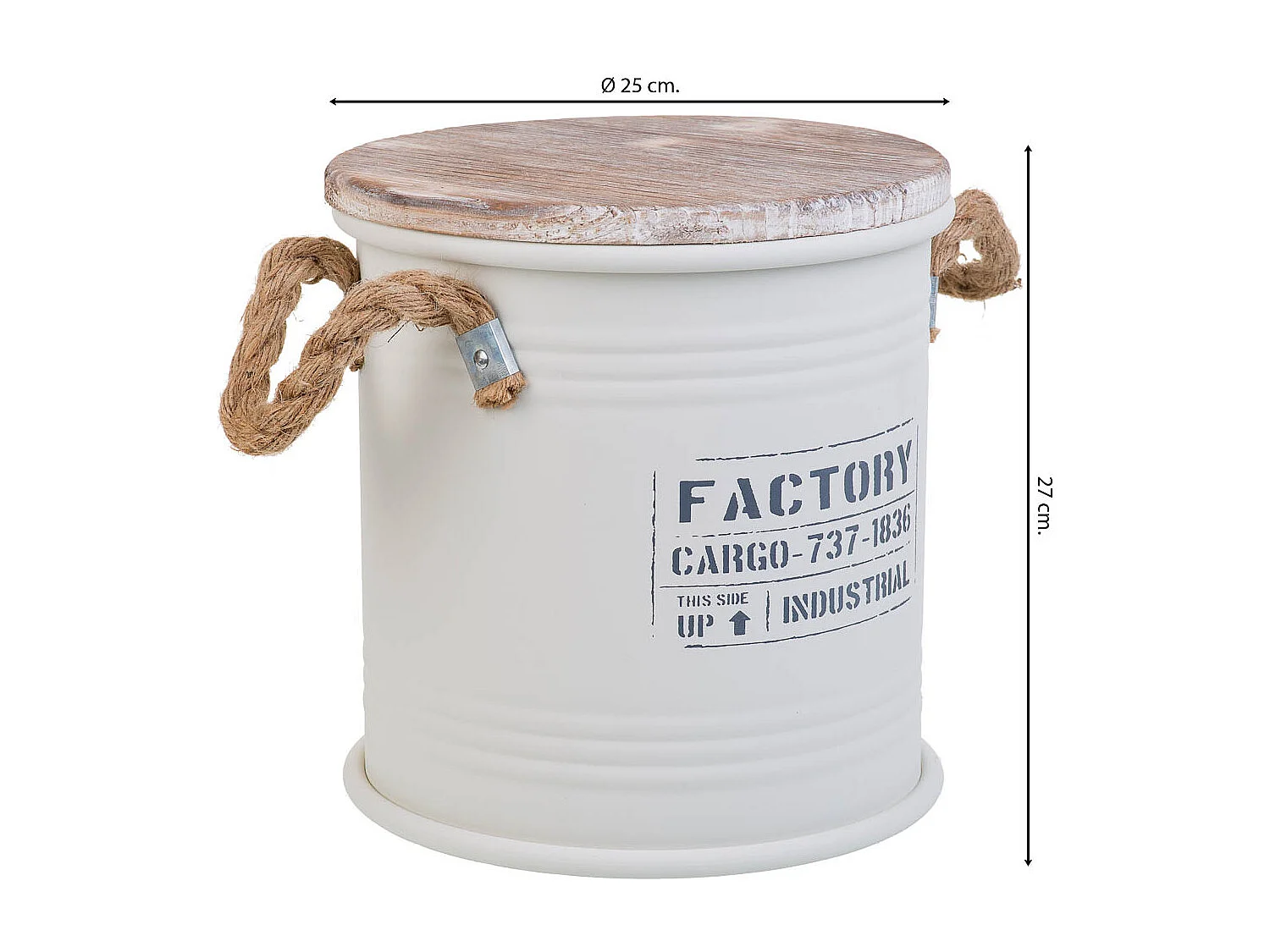 Portabiancheria in metallo stampato bianco 35x37h cm