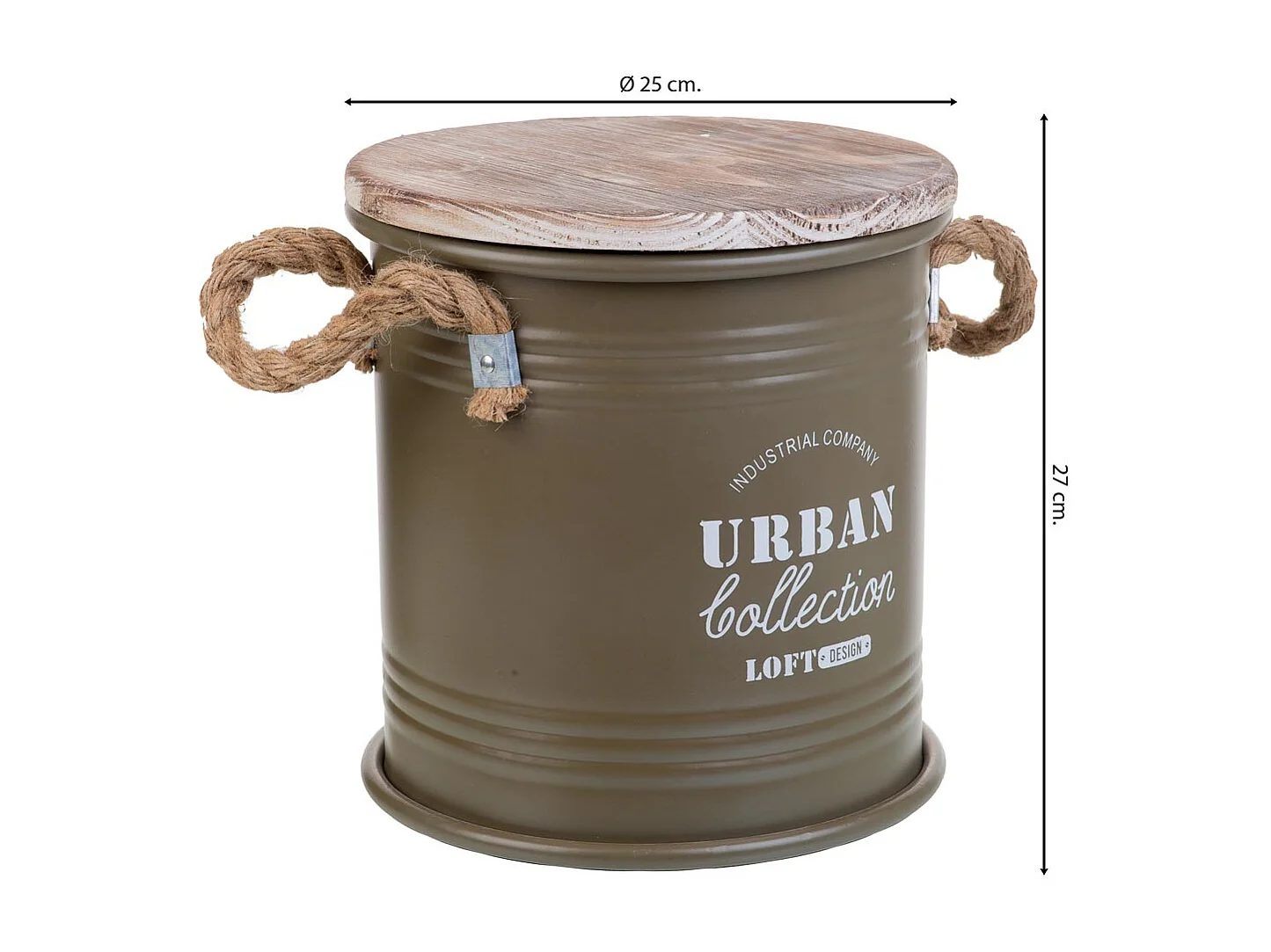 Panier à linge en métal imprimé vert 35x37h cm