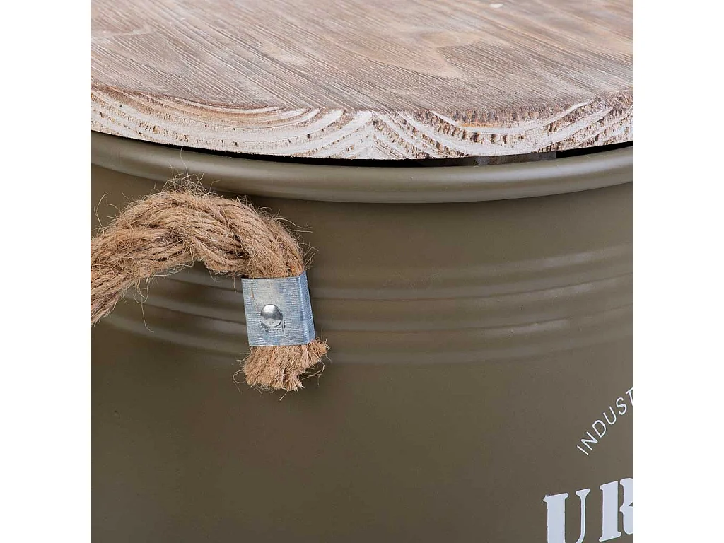 Panier à linge en métal imprimé vert 35x37h cm