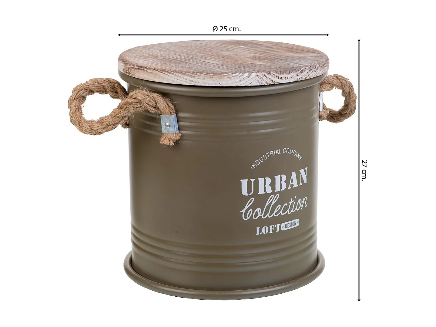 Grün bedruckter Wäschekorb aus Metall, 35x37H cm