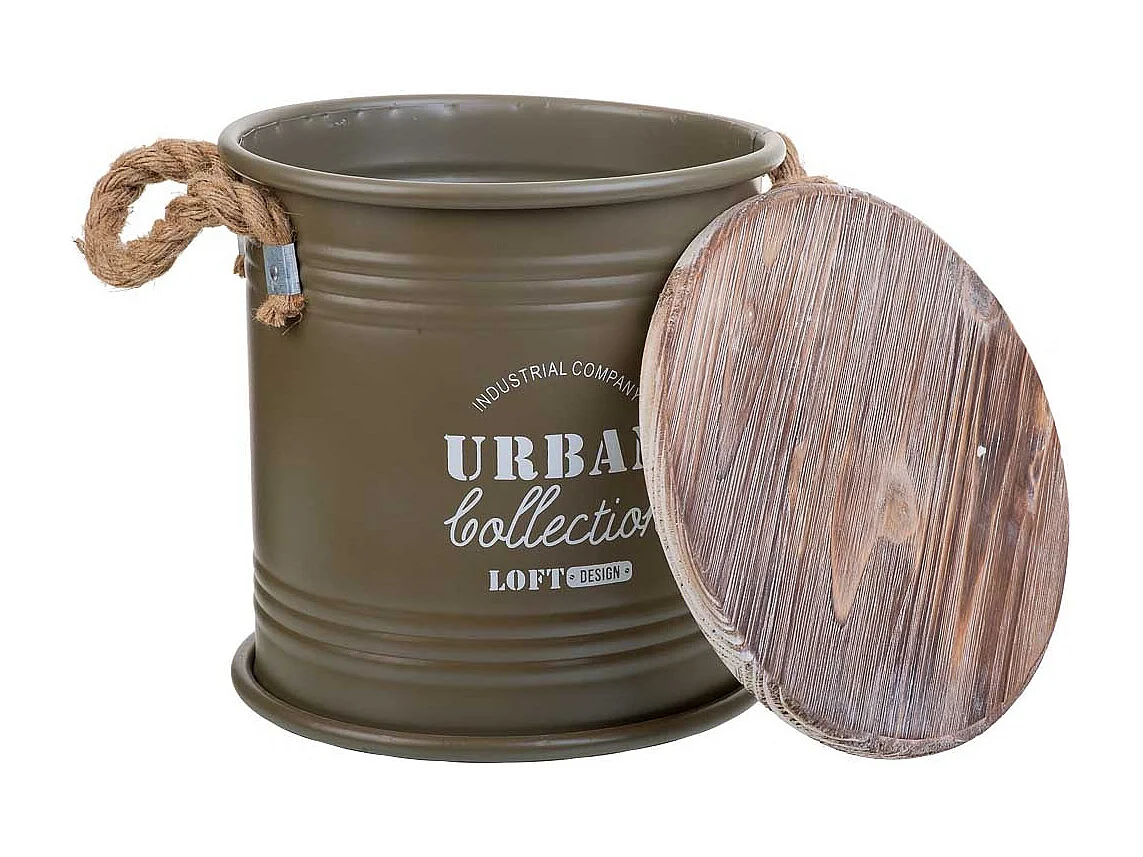 Grün bedruckter Wäschekorb aus Metall, 35x37H cm