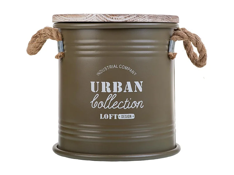 Cesto de ropa de metal impreso verde 35x37h cm