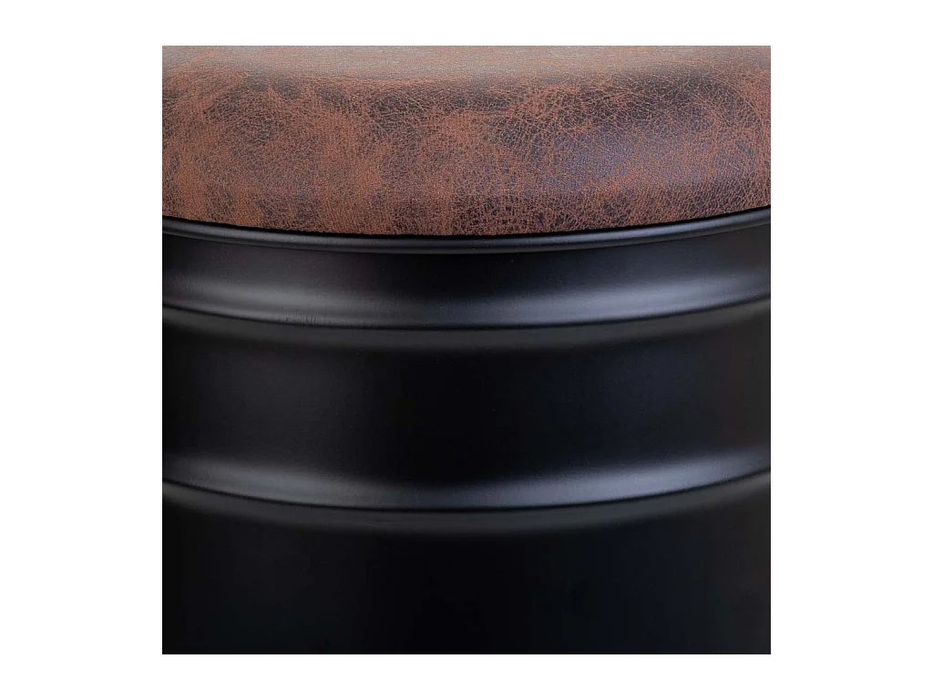 Cubo de metal, tapa tapizada y asa metal impreso negro D31x35/40h cm