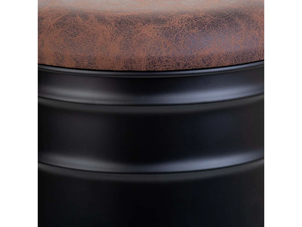 Cubo de metal, tapa tapizada y asa metal impreso negro D31x35/40h cm