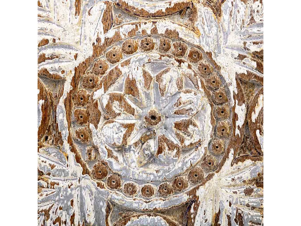 Coffret en bois avec finition artisanale blanche antique 18,5x20x5h cm