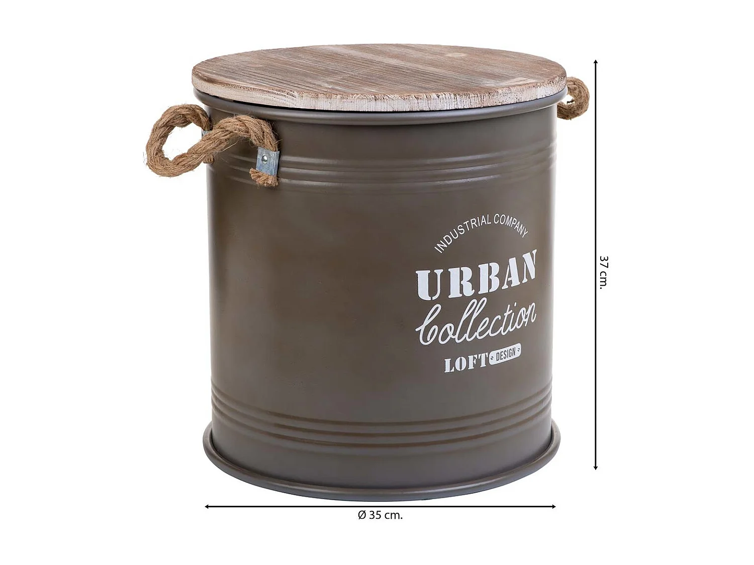 Panier à linge en métal imprimé marron 35x37h cm