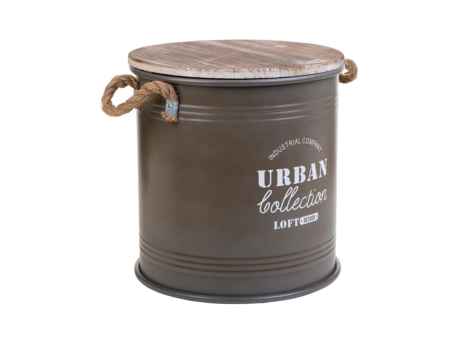 Cesto de ropa de metal impreso marrón 35x37h cm