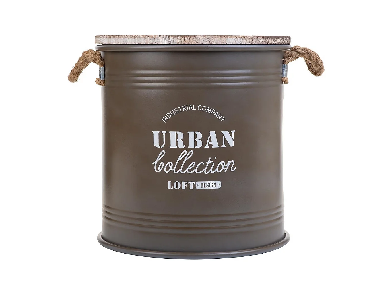 Cesto de ropa de metal impreso marrón 35x37h cm